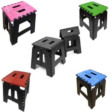Imagem de kit 5 Banqueta Banquinho Dobrável De Plástico Até 100 Kg Resistente multiuso(TODO PRETO,KIT4 BANCOS)