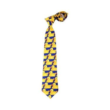 Imagem de Gravata Masculina Estampada Pato Amarelo Macia Casual Elegante Para Ca