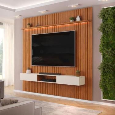Imagem de Painel Para Tv Até 90 Polegadas 2,75m Ripado Autêntico Com Led E Nicho