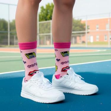 Imagem de Kit Meias Hoahi Cano Alto Longo Algodão Estampadas Divertidas Colorida