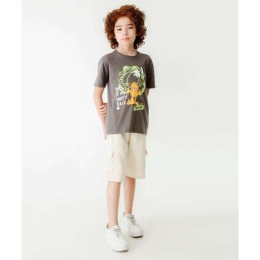 Imagem de Bermuda Juvenil Moletom Bolso Cargo MR Tam 10 a 16-54050, Bege, 10