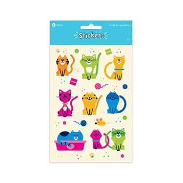 Imagem de Designer Greetings Adesivos para uso diário infantil – Quatro (4) folhas de adesivos para gatos e acessórios – perfeito para escola, crianças, amantes de gatos, scrapbooking (56 adesivos)
