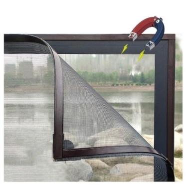 Imagem de Tela Mosquiteiro Tela Mosquiteira Magnetica Para Janela c/Imã Anti Mosquitos Anti-insetos 180x150 Cor Branca(Kit c/2)