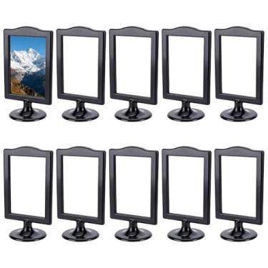 Imagem de WADORN 10 porta-retratos de dupla face, suporte de plástico para exibição de imagens de 10 x 15 cm com base, 2 estilos, suporte vertical de mesa dupla face, para mesa, casamento, Natal