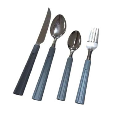 Imagem de Jogo de Faqueiro 21 Peças em Aço Inox com Porta-talheres Cinza - Completo para Até 6 Pessoas com Design Ergonômico