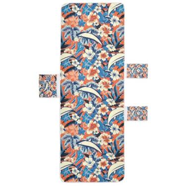 Imagem de STAYTOP Capa de toalha de espreguiçadeira de palmeiras coloridas havaianas, capa macia para espreguiçadeira, capas de cadeira de praia com bolsos para jardim, pátio, pátio, banhos de sol, gramado, 215