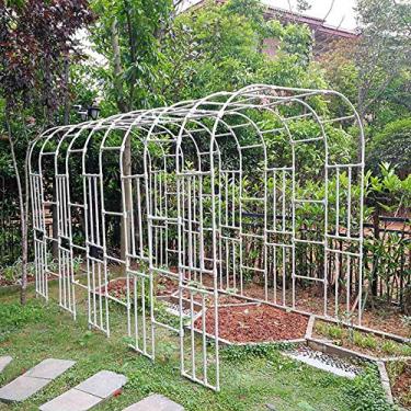 Imagem de Grande jardim de meio lado de 2,4 m, tubo de aço metálico, mandril tubular resistente para rosas, trepadeiras, suporte para decoração de casamento
