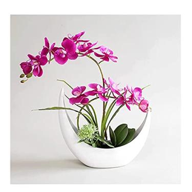 Imagem de LMJYU Vaso de flores artificiais Phalaenopsis para buquê de flores artificiais para mesa de flores falsas de seda