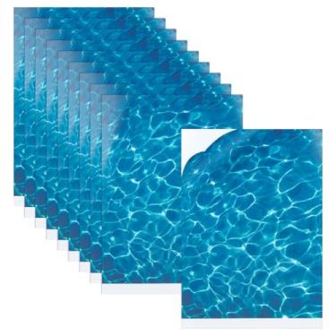 Imagem de BENECREAT Adesivo de 10 folhas de papel revestido com ondulações de água, adesivo de papel de piso de 20 x 28 cm, papel de parede autoadesivo para casa em miniatura escala 1:12 1:6