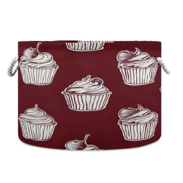 Imagem de WELLDAY Cesta de corda de algodão cupcake cesta de lavanderia para bebê para sala de estar, lavanderia, berçário, travesseiros, decoração de casa