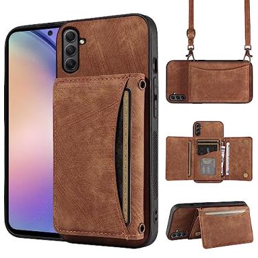Imagem de Capa de telefone para Samsung Galaxy S25 FE 5G capa carteira com alça de ombro transversal, suporte de cartão de couro PU bolso fino suporte celular bolsa flip para celular S 25 EF S25FE 25S 25FE