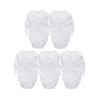 Imagem de Body De Algodão Branco De Manga Longa Para Bebês De 0 a 24 Meses Menin