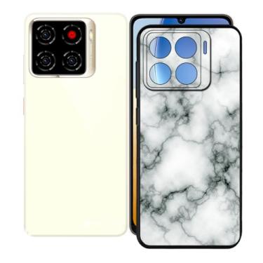 Imagem de KJYFOANI Capa para ZTE Blade A56 (6,7 polegadas), capas pretas à prova de choque, capa de telefone com proteção antiarranhões, capa ultrafina de silicone macio para - mármore