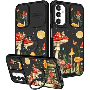 Imagem de Funermei Capa para celular Samsung Galaxy A15 5G - Capa de telefone feminina bonita estética cogumelo lua design exclusivo com capa de câmera e suporte de anel Funda para Samsung A15 5G