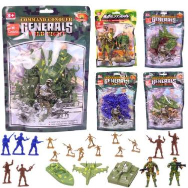 Imagem de Kit Soldadinhos Militares Sortidos Brinquedo Infantil - Castela, Azul