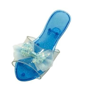 Imagem de KiBcsLic Sandálias de gelatina para meninas, chinelos para crianças maiores, lembrancinhas de festa, fantasias de verão para cosplay, sapatos de princesa com, Azul