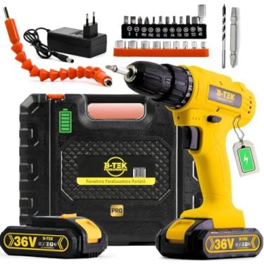 Imagem de Furadeira e Parafusadeira Portátil Sem Fio a Bateria 36V + Kit Maleta Completa com acessórios 24 peças - 110/220V Potência e praticidade