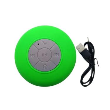 Imagem de Caixa de Som Bluetooth à Prova D'Água Com Ventosa Microfone Integrado Controle de Músicas Som Potente para Banho Piscina e Passeios Colorida (Verde)