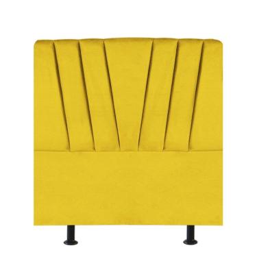 Imagem de Cabeceira Estofada Bélgica 90cm Solteiro Para Cama Colchão Box Quarto Corino Amarelo - Aurora Line