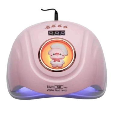 Imagem de Cabine De Unha Sun S8 Profissional 268w Para Unhas De Gel Led Uv Com Bichinho Bivolt Rosa