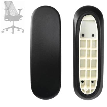 Imagem de Almofadas de braço de substituição para cadeira de escritório Herman Miller fixa, vinil preto (1 par)