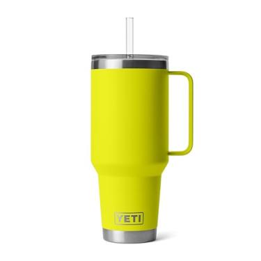 Imagem de Caneca de canudo YETI Rambler de 1,2 l, com isolamento a vácuo, aço inoxidável, amarelo vaga-lume
