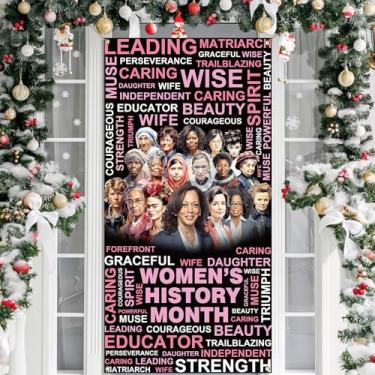 Imagem de Heyfary Capa de porta do mês da história feminina decorações do dia nacional da mulher para escola sala de aula escritório casa porta banner