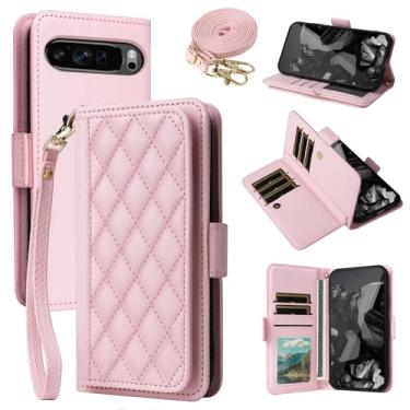 Imagem de Dibosom Capa carteira para Google Pixel 9 Pro XL Argyle com alça de pulso/ombro compartimentos para cartões, bolsa flip de couro PU, suporte minimalista acolchoado para celular para Pixel9 9Pro 9ProXL