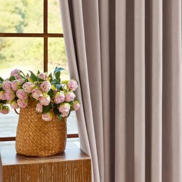 Imagem de jinchan Cortinas blackout de chenille com 2 painéis de 2 painéis rosa claro para quarto de meninas, berçário, redução de ruído, isolamento térmico, cortinas para sala de estar, 127 x 236 cm