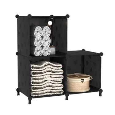 Imagem de UNKU Estante aberta, organizador de armazenamento de 3 cubos, prateleira de exibição de 30 cm para CDs de livros, estante de livros DIY, prateleira de armazenamento ajustável para escritório em casa