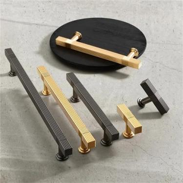 Imagem de HTNAFONI Puxadores de porta de armário de móveis simples pistola de liga de zinco puxadores de gaveta pretos guarda-roupa armário de vinho puxa ferragens 1 peça (puxador dourado)