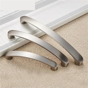 Imagem de Puxadores de armário maçanetas de liga de alumínio maçanetas de cozinha puxadores de armário escovado puxadores de gaveta de móveis ferragens 1 peça (aço inoxidável 50 mm)