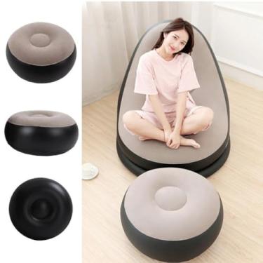 Imagem de Poltrona Inflável com Apoio para Pés, Design Ergonômico, Preto e Cinza, Relaxamento e Lazer