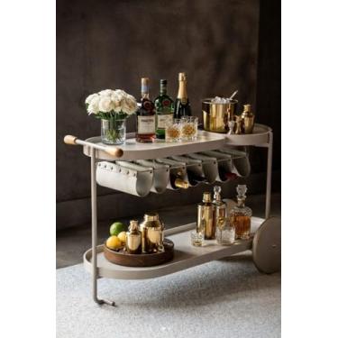 Imagem de A Arquiteta: carrinho de bebidas/chá luxo com rodas, 2 Bandejas, suporte para 8 garrafas. O elemento que faltava no seu ambiente.