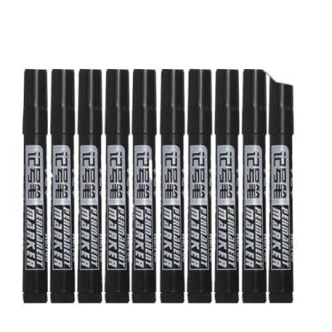 Imagem de FUKUZL Caneta marcador à base de óleo, impermeável, secagem rápida, preta, azul, vermelha, permanente, para metal, vidro, papelaria, desenho, arte, material escolar (10 peças)