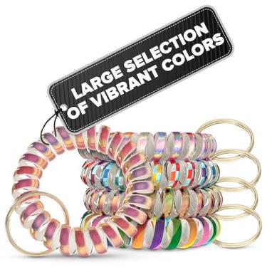 Imagem de QY 10 pçs de metal estilo colorido de plástico macio espiral espiral espiral pulseira chaveiro corrente