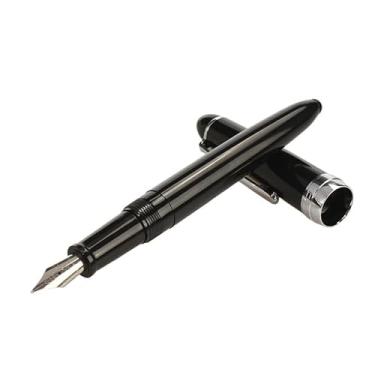 Imagem de VEVEL Caneta-tinteiro 0,5 mm Prata Clip Ink Canetas de Estudante Escrita Artigos de papelaria Material Escolar e Escritório (Preto brilhante)