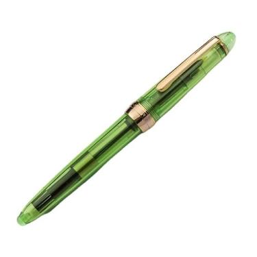 Imagem de AXPTI Caneta-tinteiro transparente Golden Clip 0,5 mm para estudante caligrafia prática canetas de tinta material escolar produtos de escritório papelaria (verde transparente)