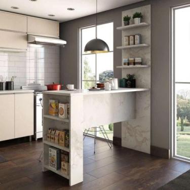 Imagem de Bancada Mesa Gourmet para Cozinha com Painel Suprema Luciane Móveis