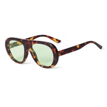 Imagem de Óculos de Sol Oversized Femininos com Lentes Azuis e Armação Grande Tartaruga, Óculos de Sol Masculinos com Proteção UV(8)