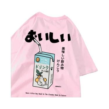 Imagem de Camiseta Unissex Oversized De Algodão Com Estampa De Gato Japonês, Man