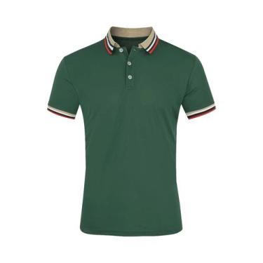 Imagem de Camisa Polo Masculina De Verão Em Algodão Respirável Listrada Casual P