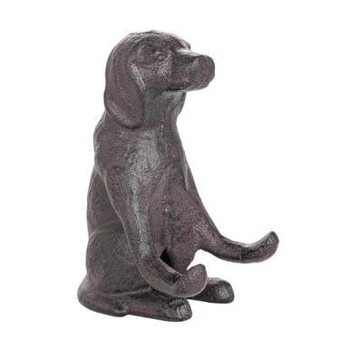 Imagem de Sungmor Estátua de cachorro vintage de ferro fundido, adorável escultura em estante ou mesa, suporte para celular, batentes de porta e suporte de livros para decoração de escritório e casa, marrom