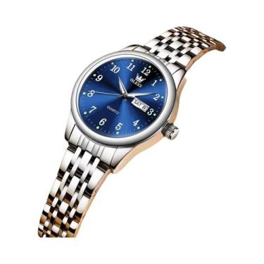 Imagem de Relógio De Quartzo Feminino Luminoso À Prova d'Água Em Aço Inoxidável 