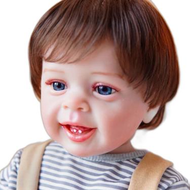 Imagem de Bebe Reborn Menino Todo De Silicone De Vinil Realista Cabelo Implantado Fio A Fio