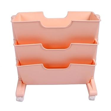Imagem de Estante móvel de 3 camadas Estante móvel giratória Prateleira de armazenamento removível para dormitório de quarto Plástico PP PS Material 40,4 x 39,4 x 20,5 cm (Rosa)