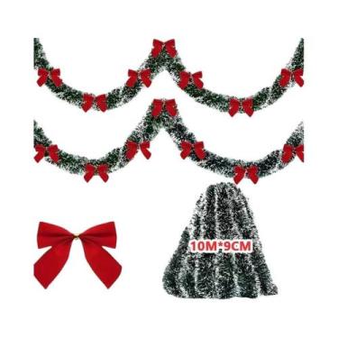 Imagem de Fitas De Tinsel Verde Com Laço 2/4/6/10M Guirlanda De Natal Decoração 