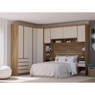 Imagem de Quarto Casal Guarda Roupa Mesas De Cabeceira 495cm Veneza Avelã Pf-arenas Pf