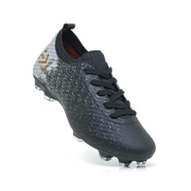 Imagem de Chuteira Campo Masculina Feminina 7 Lks, Preto/Dourado, Unissex