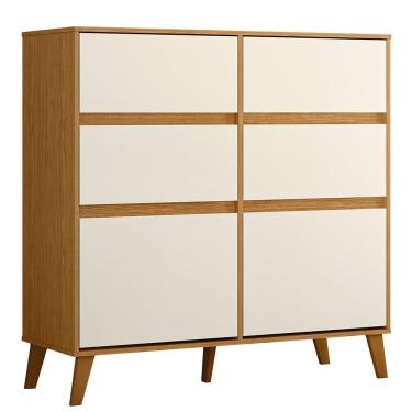 Imagem de Cômoda Sapateira Dora 2 Portas E 4 Gavetas Cinamomo-off White - Móveis Albatroz
